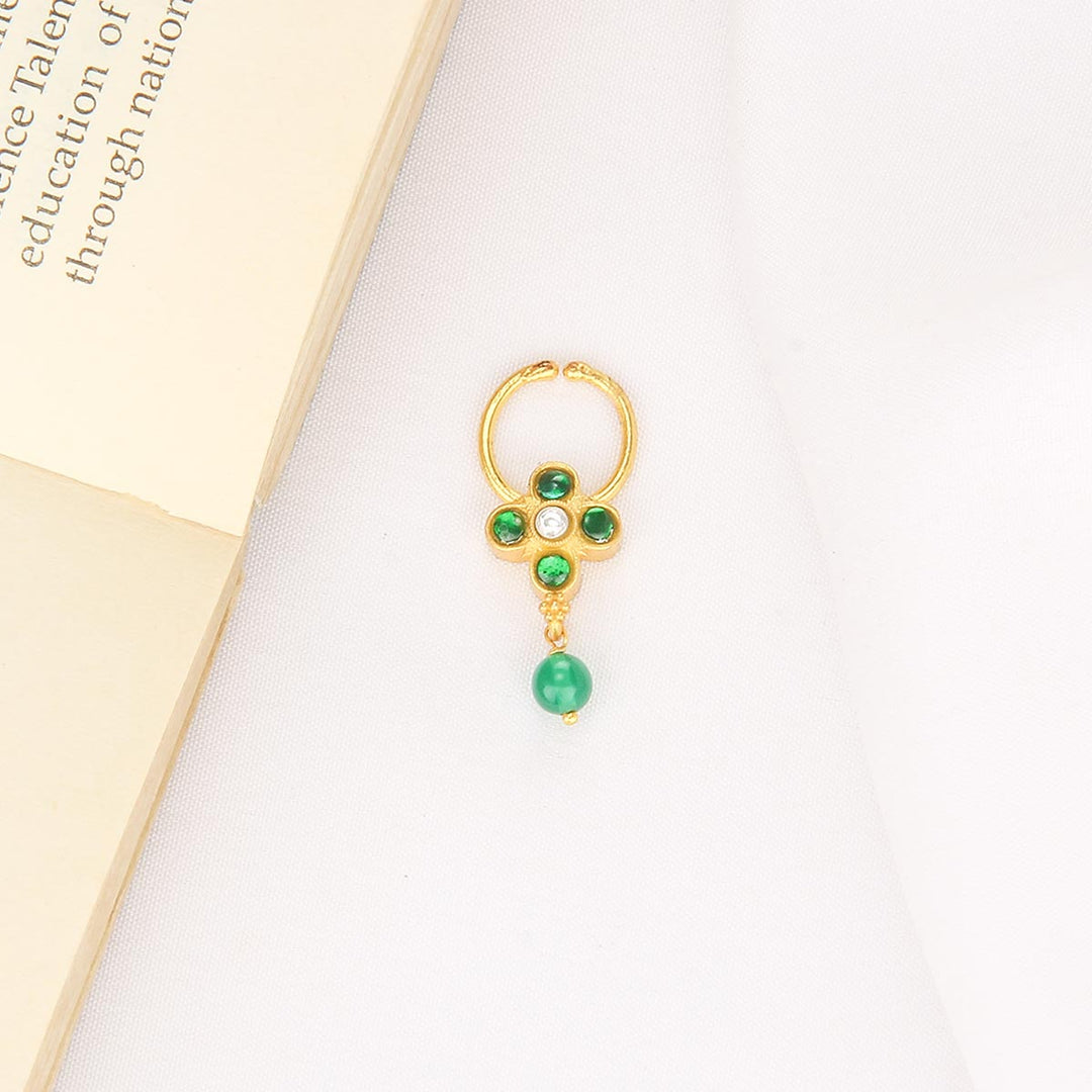 92.5 Silver, 24kt Gold Plated Vimitha Nose Pin | SHOBITAM