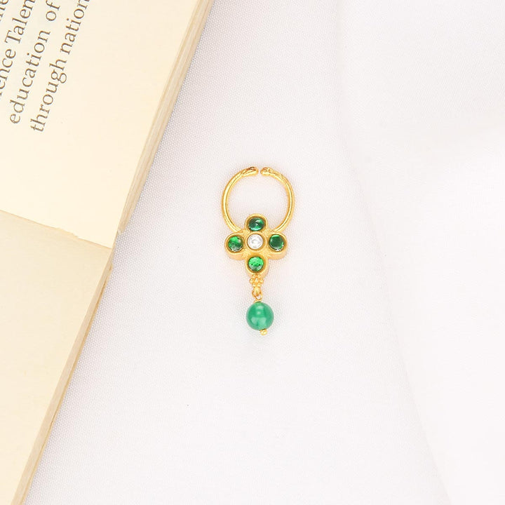 92.5 Silver, 24kt Gold Plated Vimitha Nose Pin | SHOBITAM