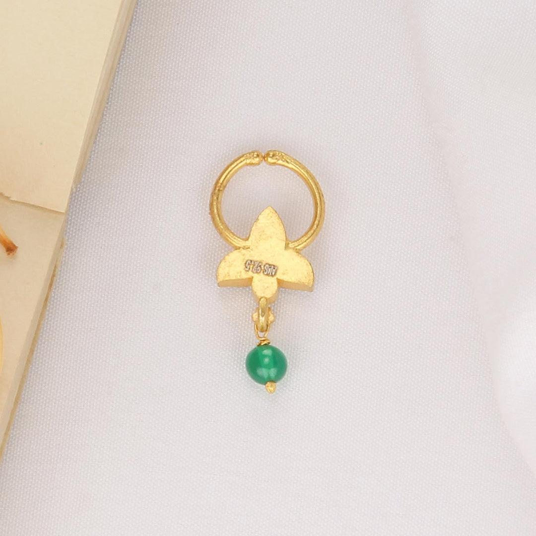 92.5 Silver, 24kt Gold Plated Mayura Bullakku Nose pin | SHOBITAM