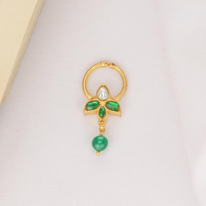 92.5 Silver, 24kt Gold Plated Mayura Bullakku Nose pin | SHOBITAM