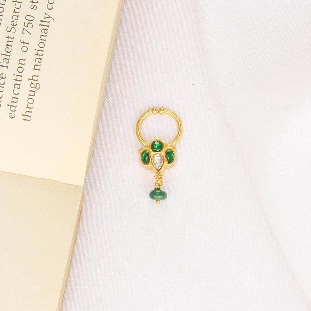 92.5 Silver, 24kt Gold Plated, Arsha Bullakku Nose Pin | SHOBITAM