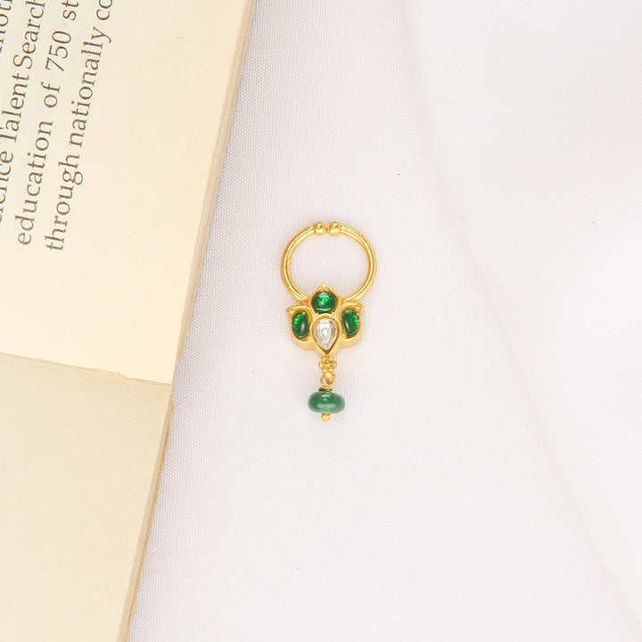 92.5 Silver, 24kt Gold Plated, Arsha Bullakku Nose Pin | SHOBITAM