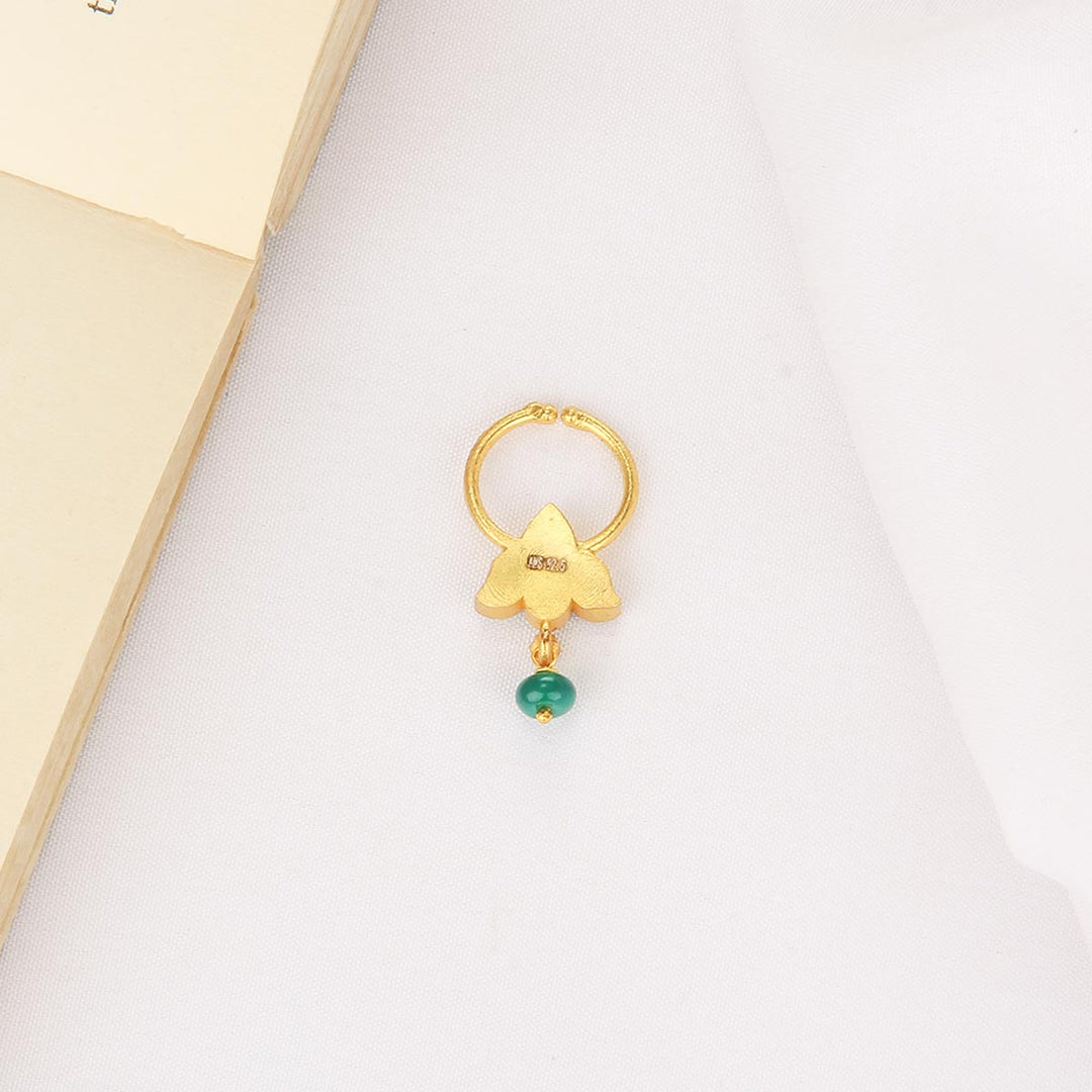 92.5 Silver, 24kt Gold Plated Dazzle Bullakku Nose Pin | SHOBITAM