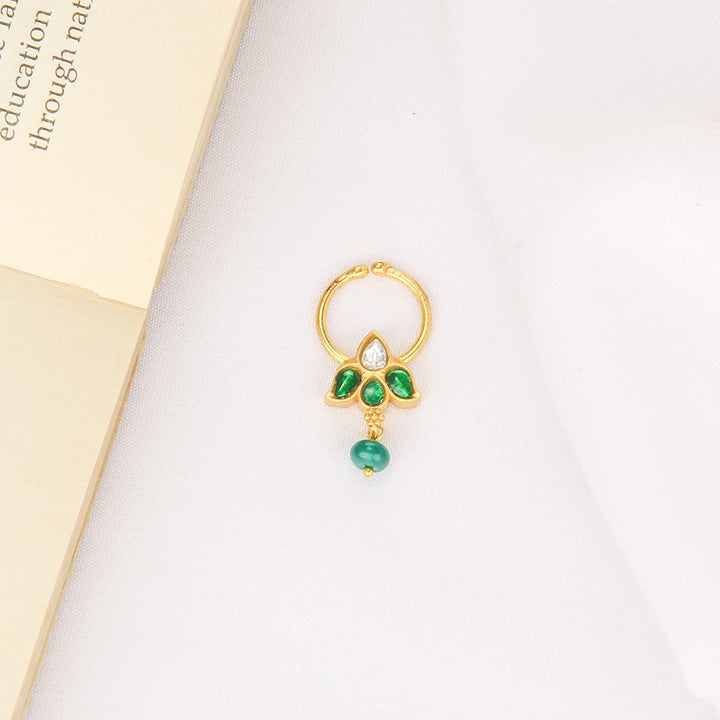 92.5 Silver, 24kt Gold Plated Dazzle Bullakku Nose Pin | SHOBITAM