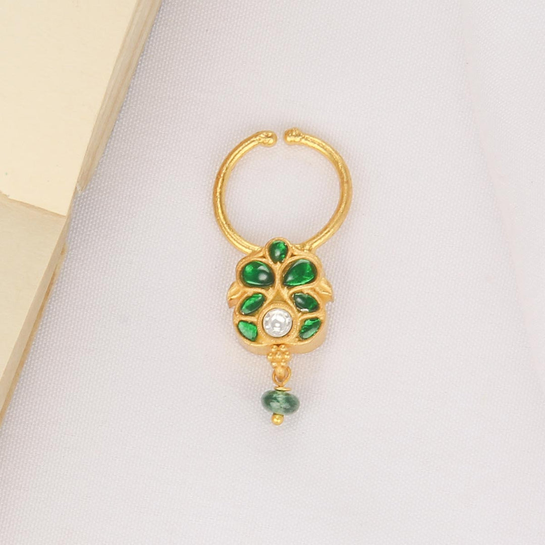 Pure 92.5 Silver, 24kt Gold Plated Classic Bullakku Nose pin | SHOBITAM