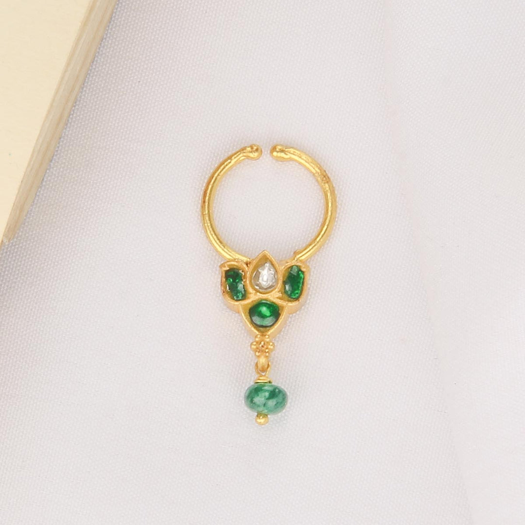 Pure 92.5 Silver, 24kt Gold Plated Yashwini Bullakku Nose pin | SHOBITAM