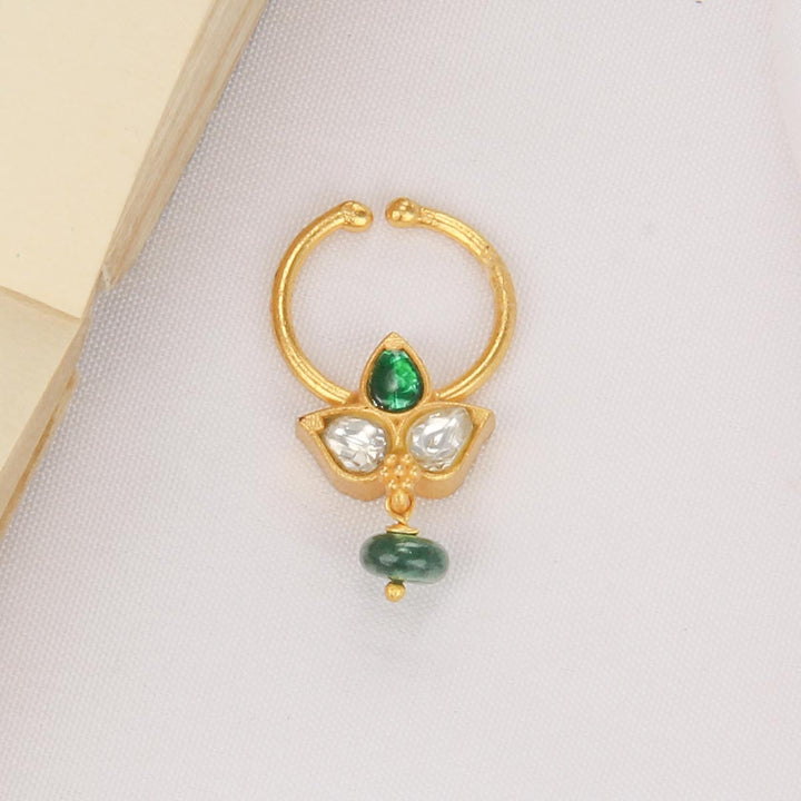 Pure 92.5 Silver, 24kt Gold Plated Gowshikha Nose pin | SHOBITAM