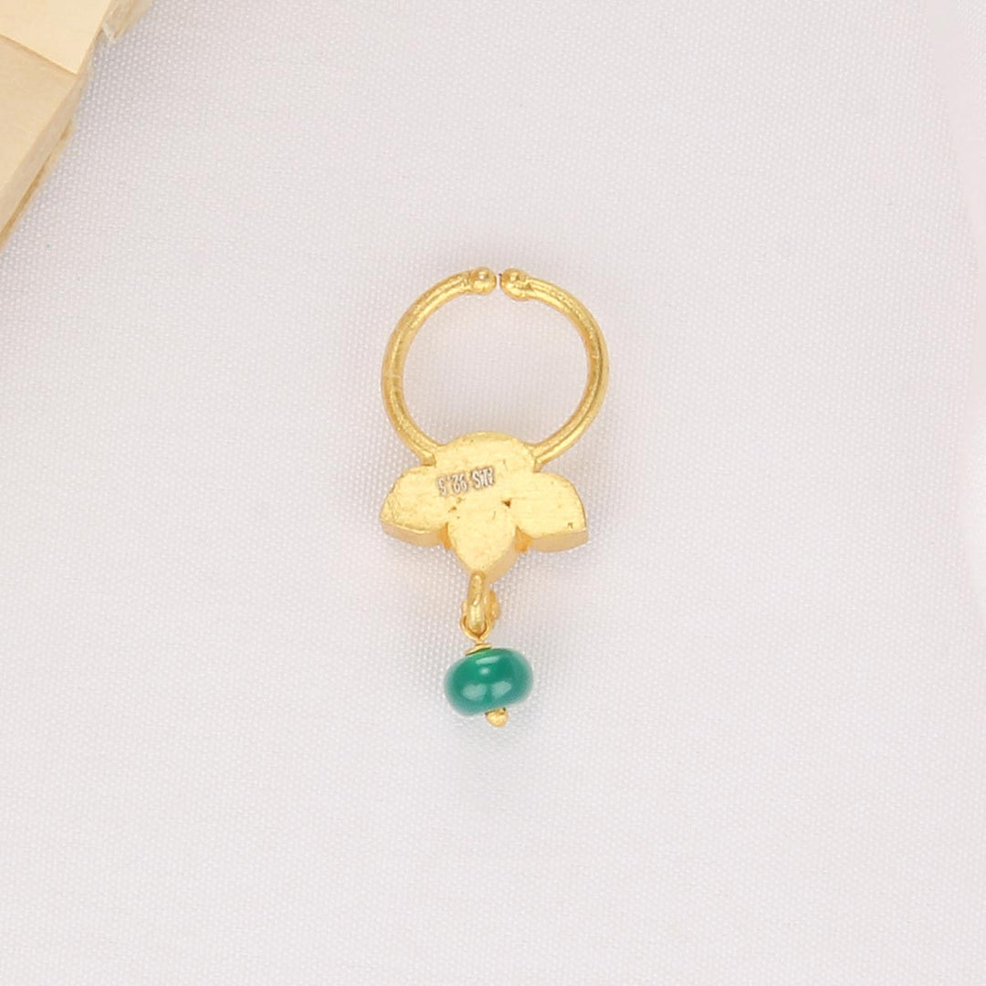 92.5 Silver, 24kt Gold Plated Ashwikha Bullakku Nose pin | SHOBITAM