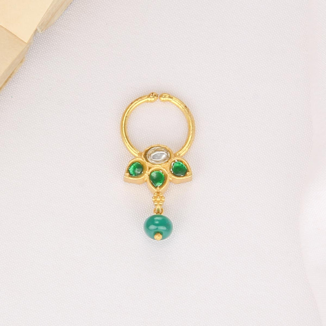 92.5 Silver, 24kt Gold Plated Ashwikha Bullakku Nose pin | SHOBITAM