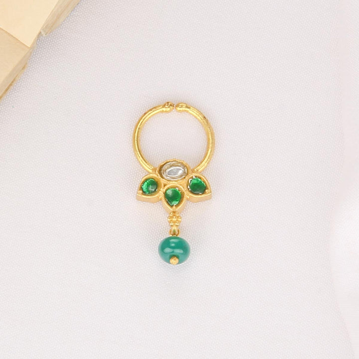92.5 Silver, 24kt Gold Plated Ashwikha Bullakku Nose pin | SHOBITAM