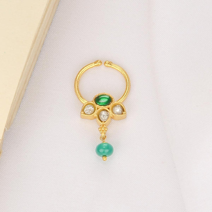 Pure 92.5 Silver, 24kt Gold Plated Alonza Bullakku Nose pin | SHOBITAM