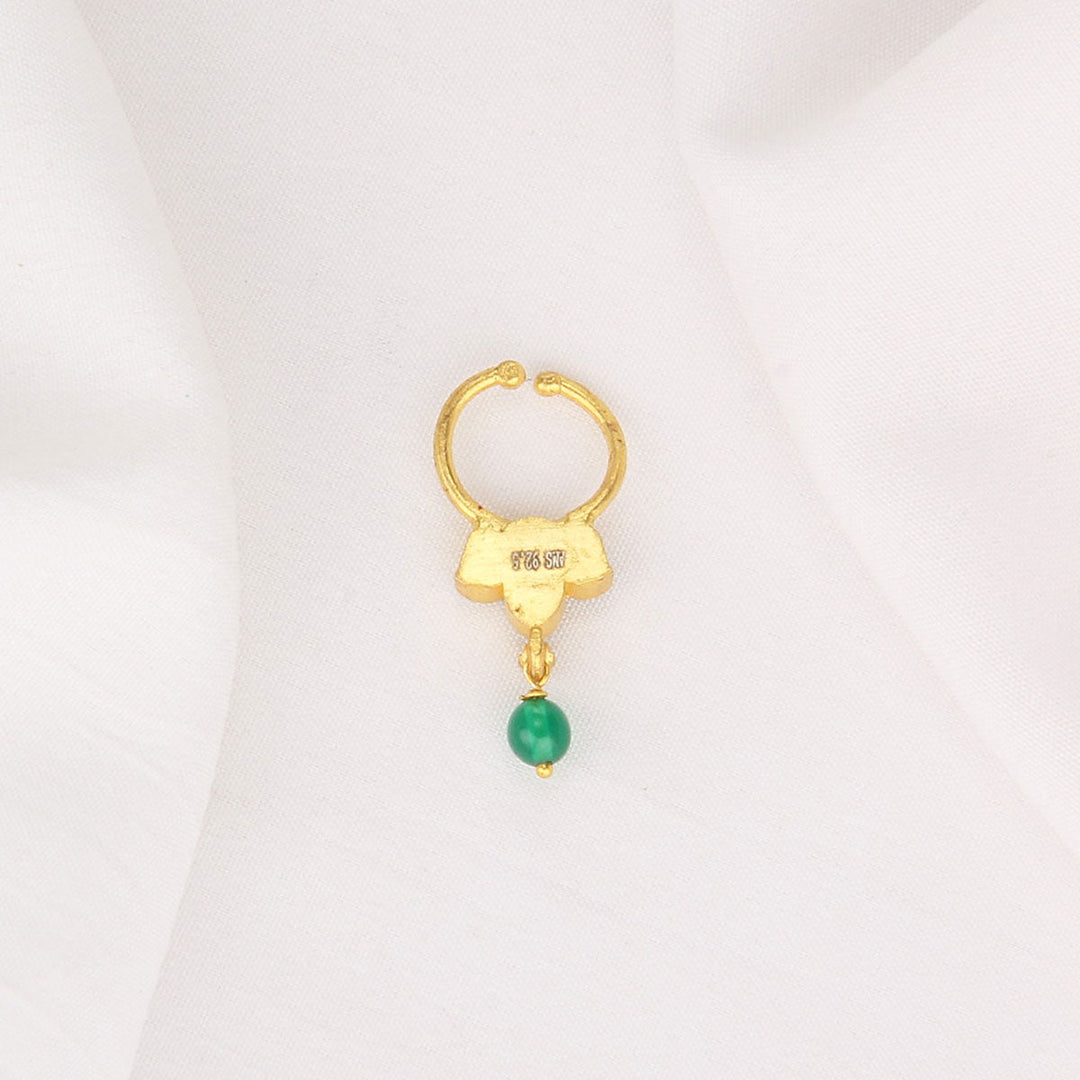 92.5 Silver, 24kt Gold Plated Nithra Bullakku Nose Pin | SHOBITAM