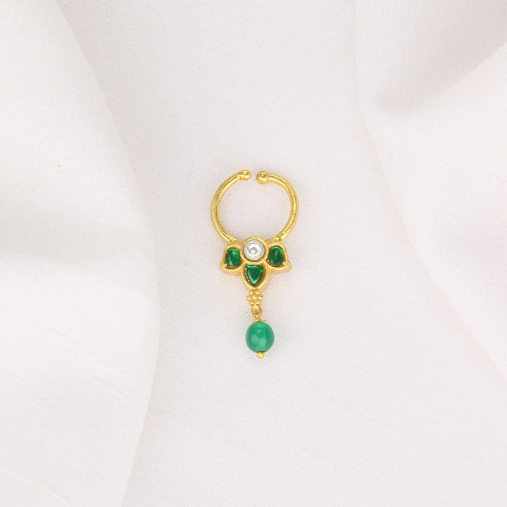 92.5 Silver, 24kt Gold Plated Nithra Bullakku Nose Pin | SHOBITAM