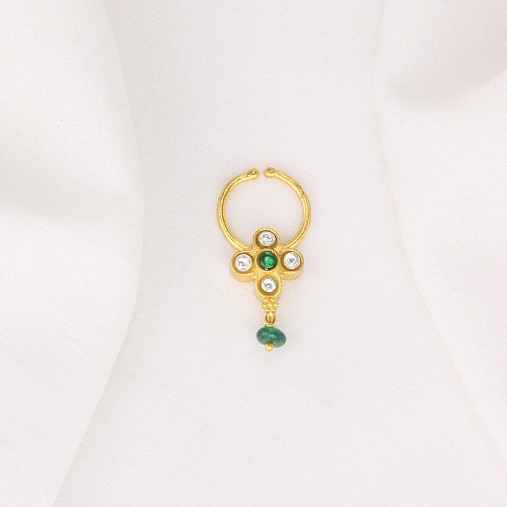 92.5 Silver, 24kt Gold Plated Ahana Bullakku Nose Pin | SHOBITAM