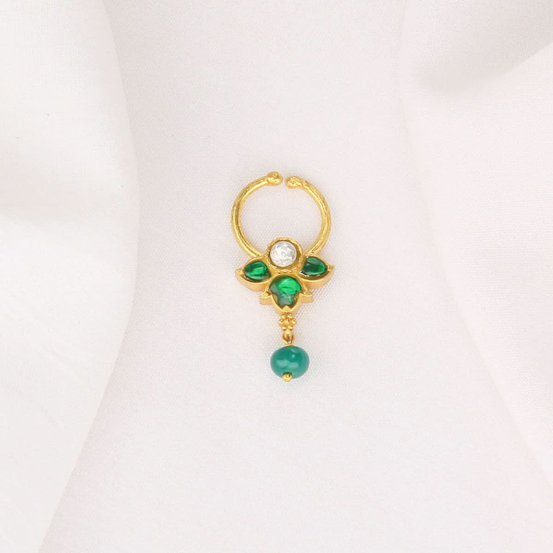 92.5 Silver, 24kt Gold Plated Jashvitha Bullakku Nose Pin | SHOBITAM