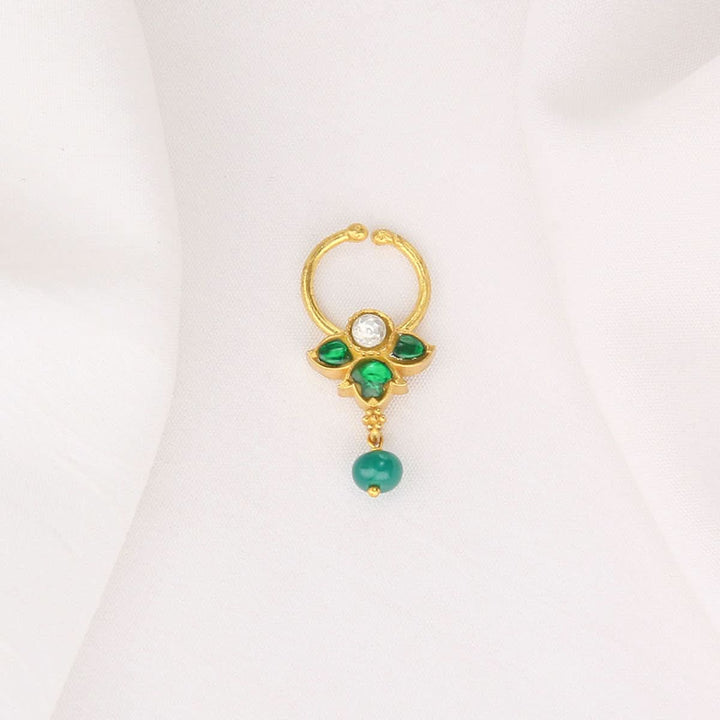92.5 Silver, 24kt Gold Plated Jashvitha Bullakku Nose Pin | SHOBITAM