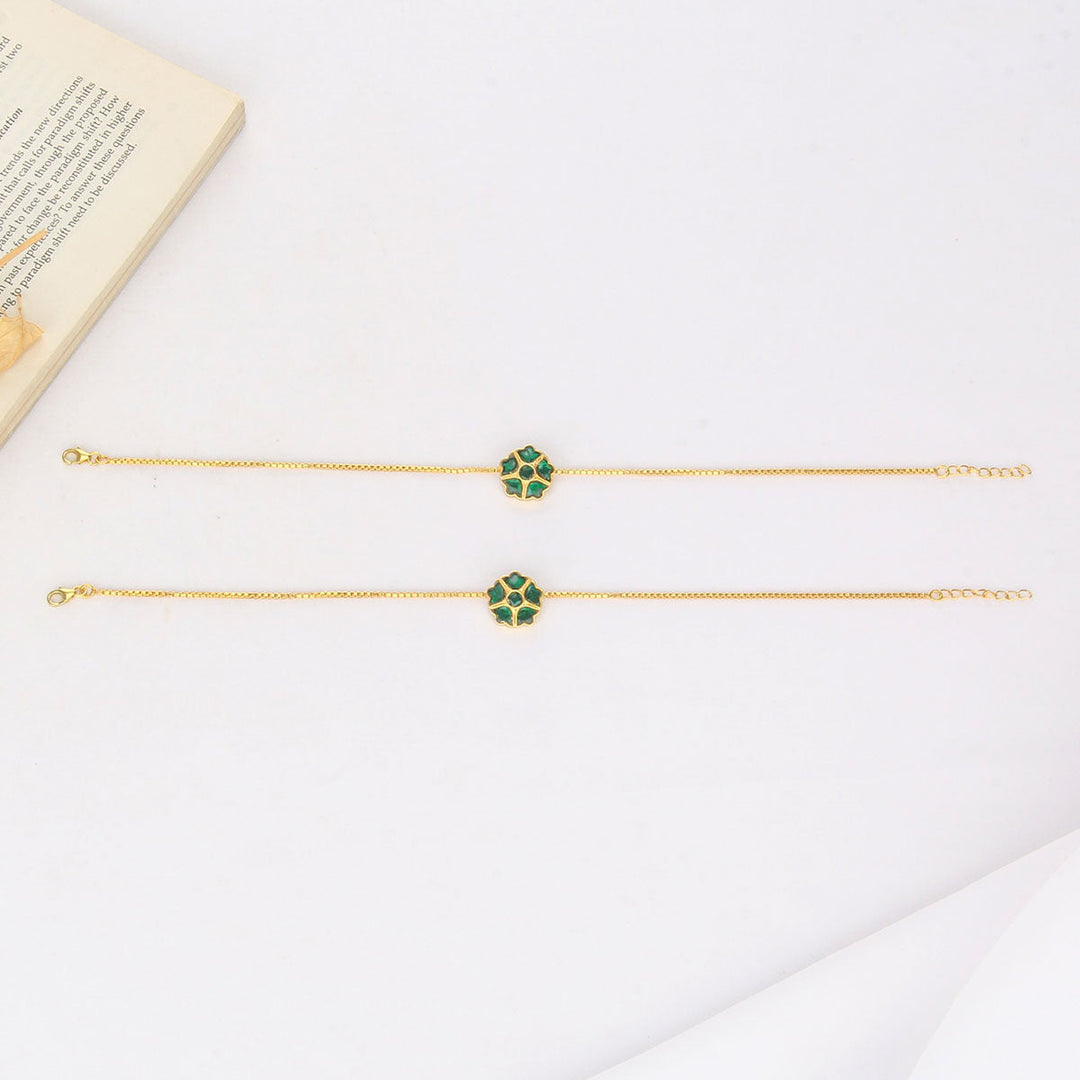 92.5 Silver Adline Kundan Anklet | SHOBITAM