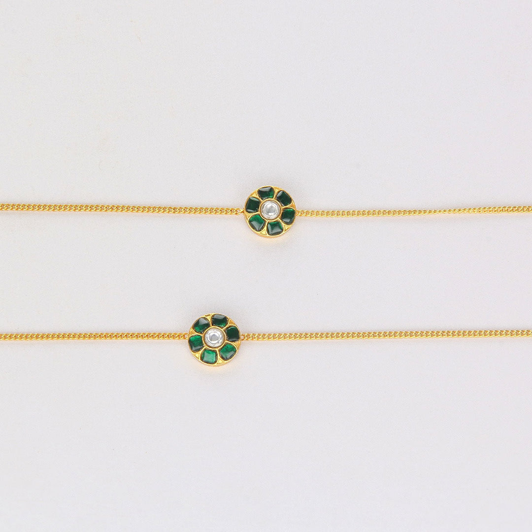 92.5 Silver, Jhanvika Kundan Anklet | SHOBITAM