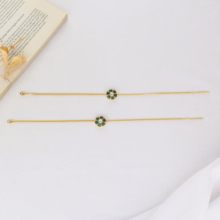92.5 Silver, Jhanvika Kundan Anklet | SHOBITAM