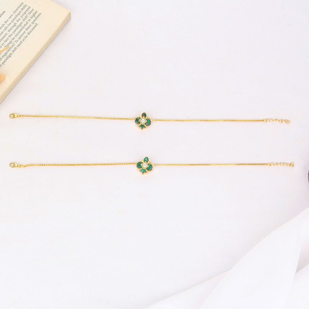 92.5 Silver Yatika Kundan Anklet | SHOBITAM