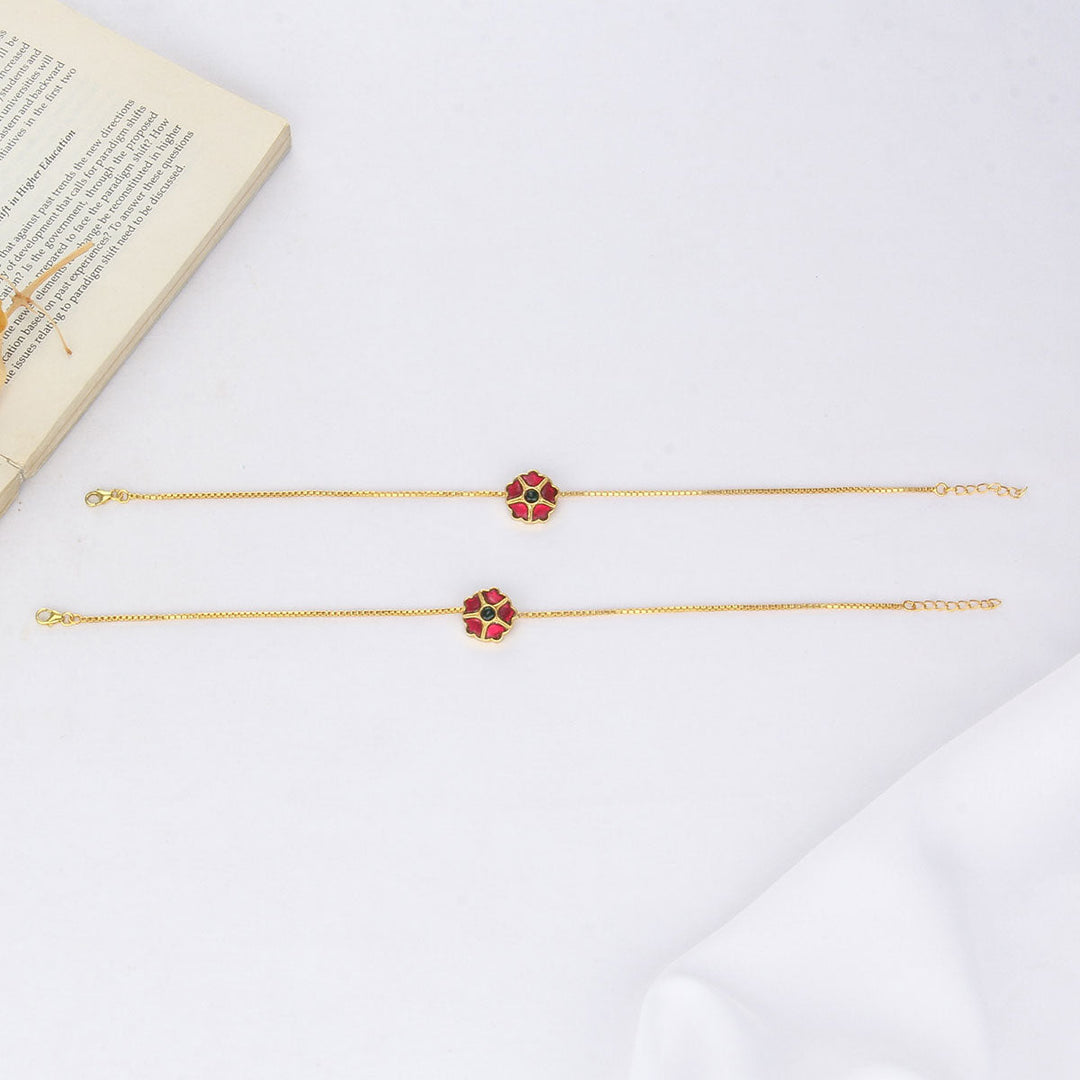 92.5 Silver, Khashvi Kundan Anklet | SHOBITAM