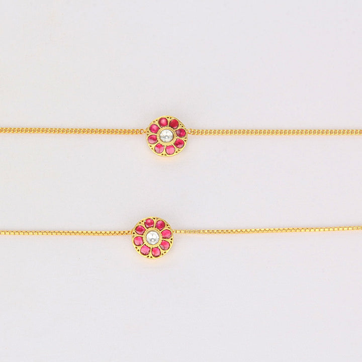 92.5 Silver Elena Kundan Anklet | SHOBITAM