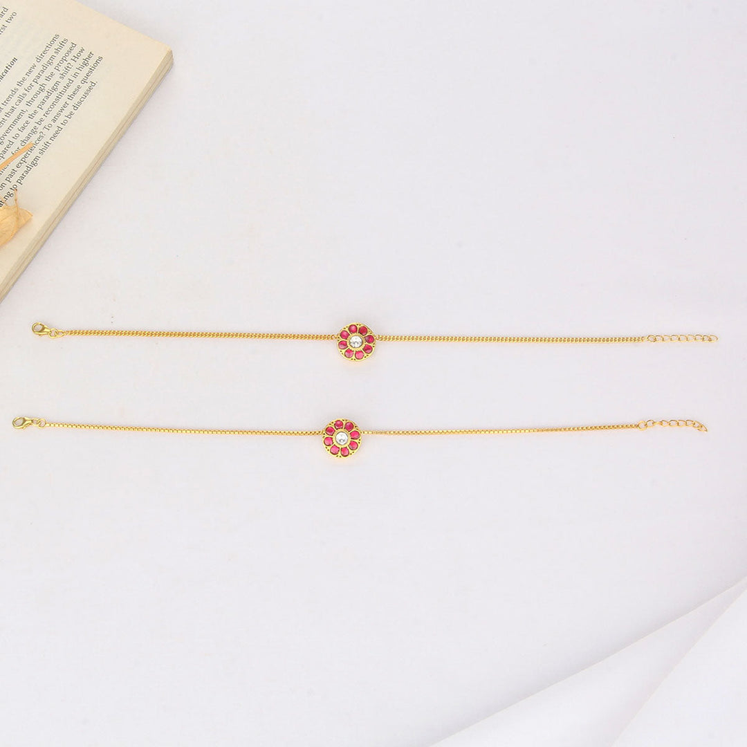 92.5 Silver Elena Kundan Anklet | SHOBITAM