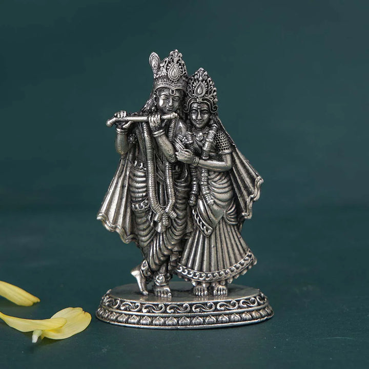92.5 silver antique finish Divine Radha Krishna Idol 2.5" Inches