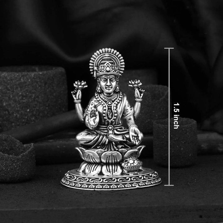 Pure 92.5 Silver Sitting Lakshmi Devi 2D Idol | SHOBITAM