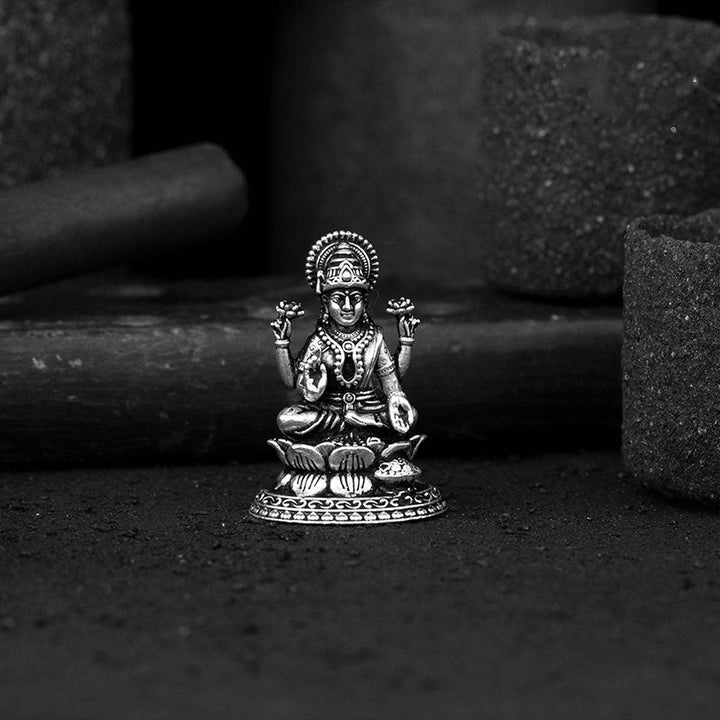 Pure 92.5 Silver Sitting Lakshmi Devi 2D Idol | SHOBITAM