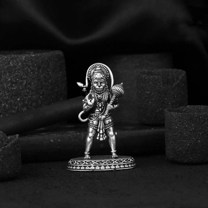 3" 92.5 silver antique finish Divine Hanuman 2D Idol
