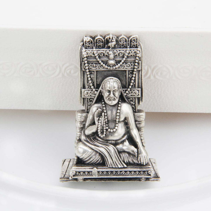 3" 92.5 silver antique finish Divine Swamy Raghavendra 2D Idol