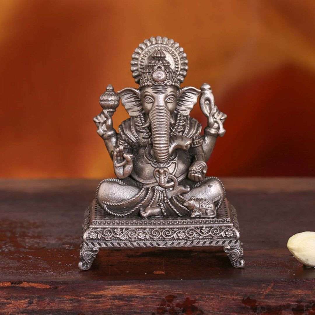 Pure 92.5 Silver Lord Ganesha 3D Idol | SHOBITAM