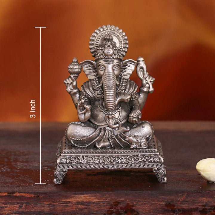 Pure 92.5 Silver Lord Ganesha 3D Idol | SHOBITAM