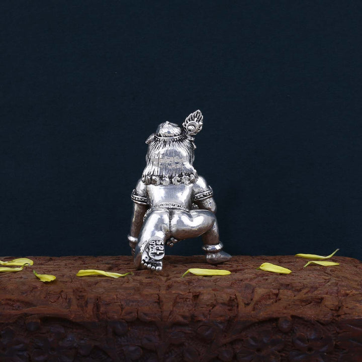 Pure 92.5 Silver Laddu Krishna 3D Solid Idol | SHOBITAM