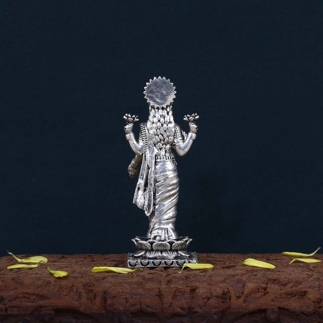 Pure 92.5 Silver  Standing Maa Laxmi 3D Solid Idol | SHOBITAM