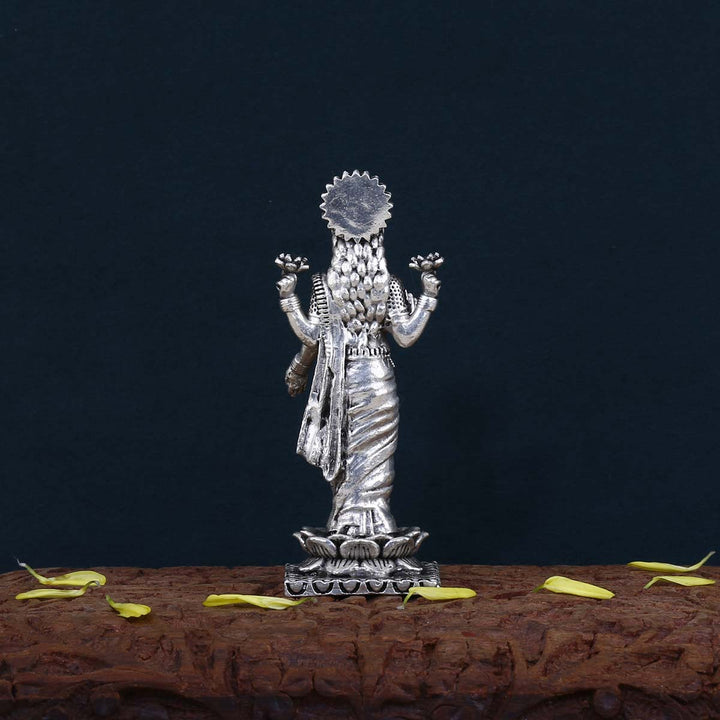 Pure 92.5 Silver  Standing Maa Laxmi 3D Solid Idol | SHOBITAM