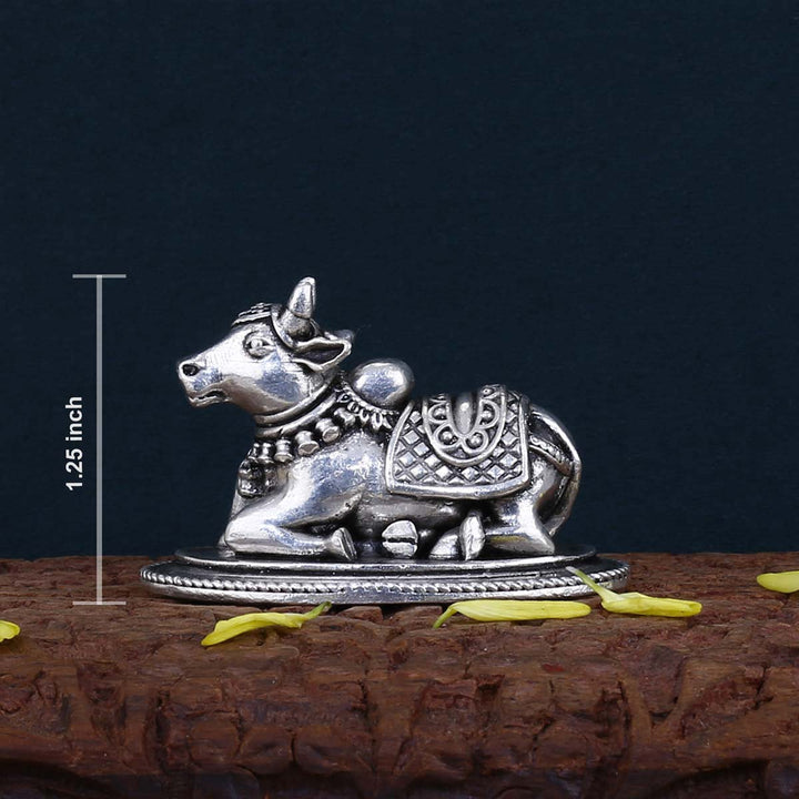 Pure 92.5 Silver Nandhi 3D Solid Idol | SHOBITAM