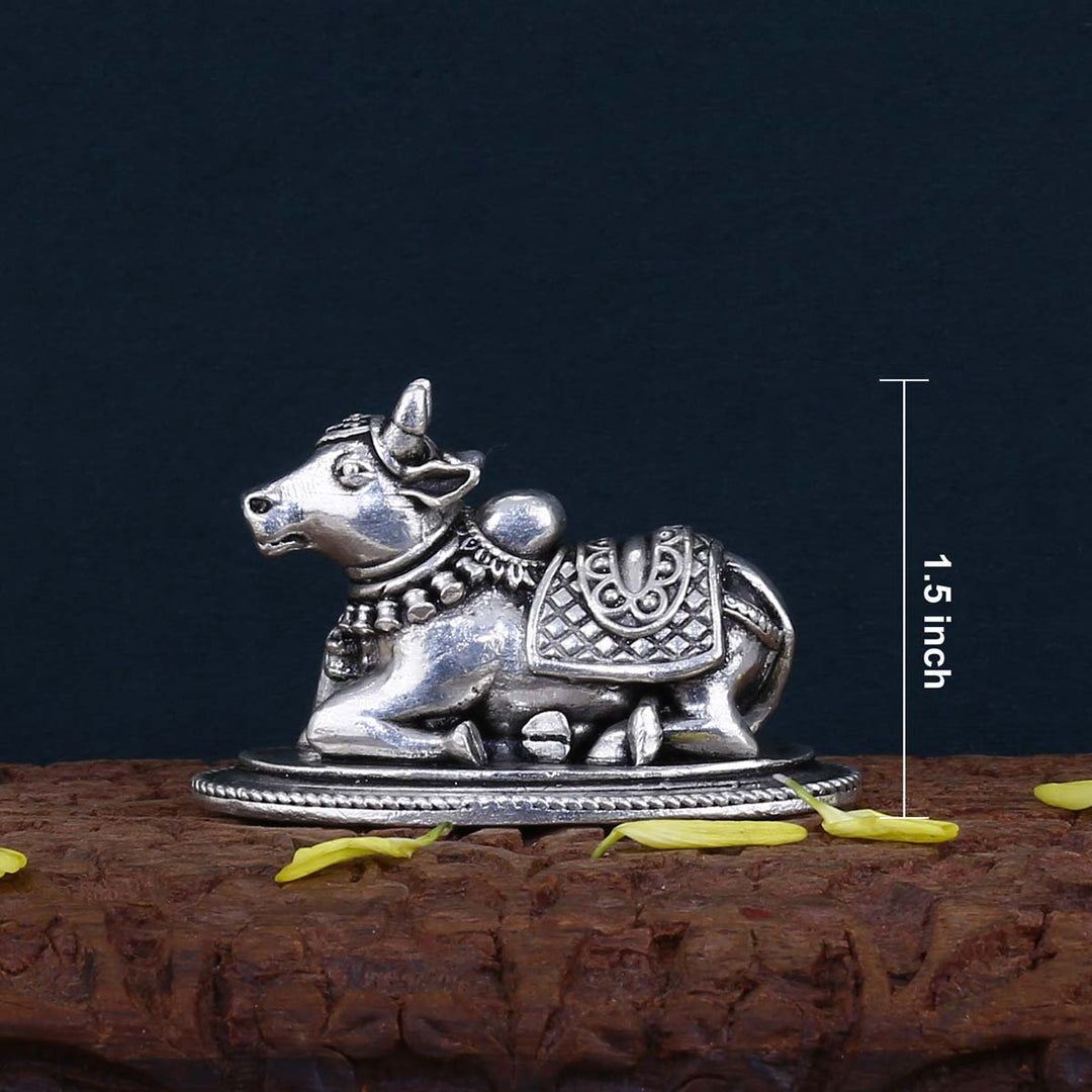 Pure 92.5 Silver Nandhi 3D Solid Idol | SHOBITAM