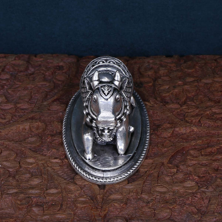 Pure 92.5 Silver Nandhi 3D Solid Idol | SHOBITAM