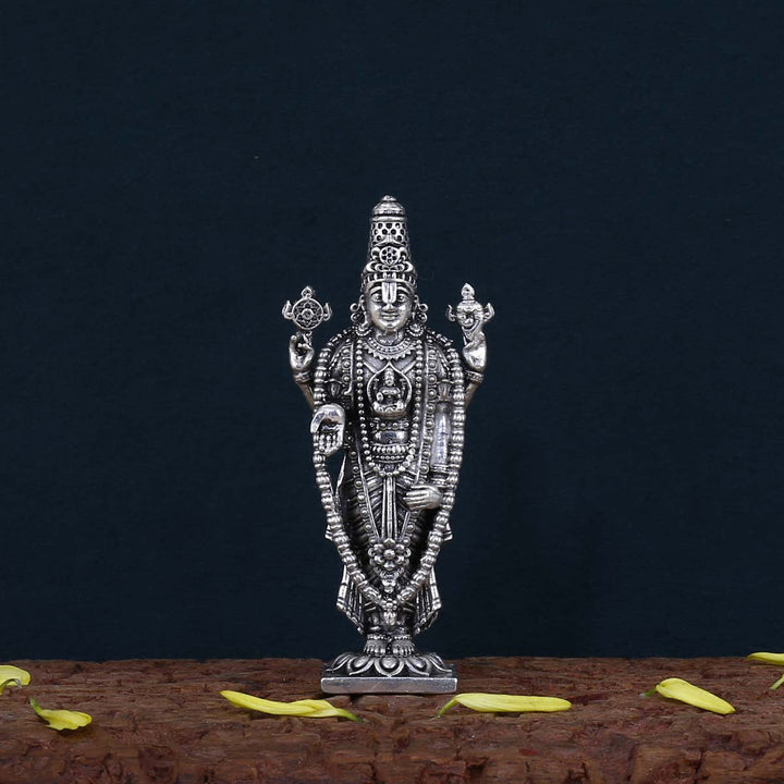 Pure 92.5 Silver Venkateshwara 3D Solid Idol  | SHOBITAM