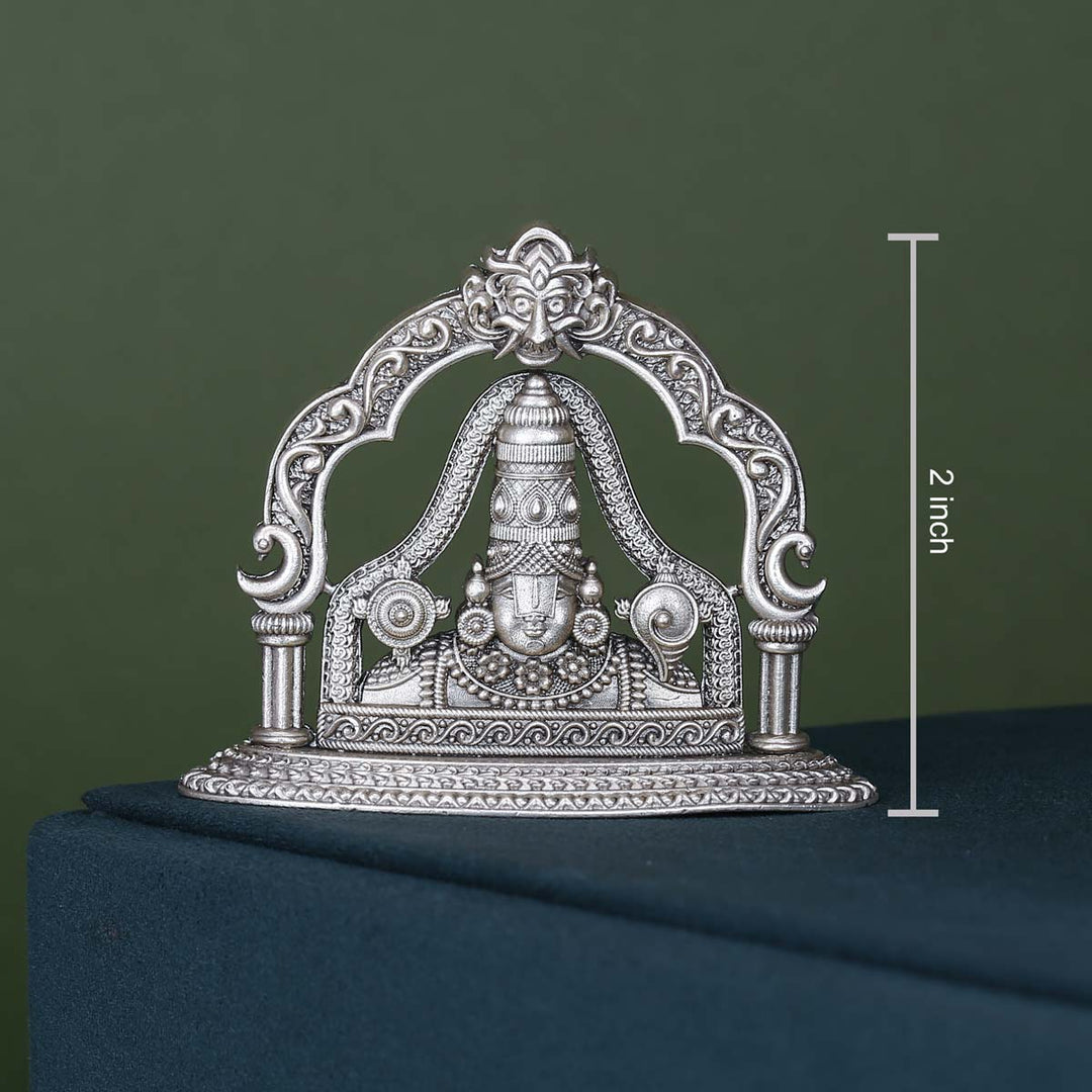 Pure 92.5 Silver Varadharaja Perumal Face 2D Idol  | SHOBITAM