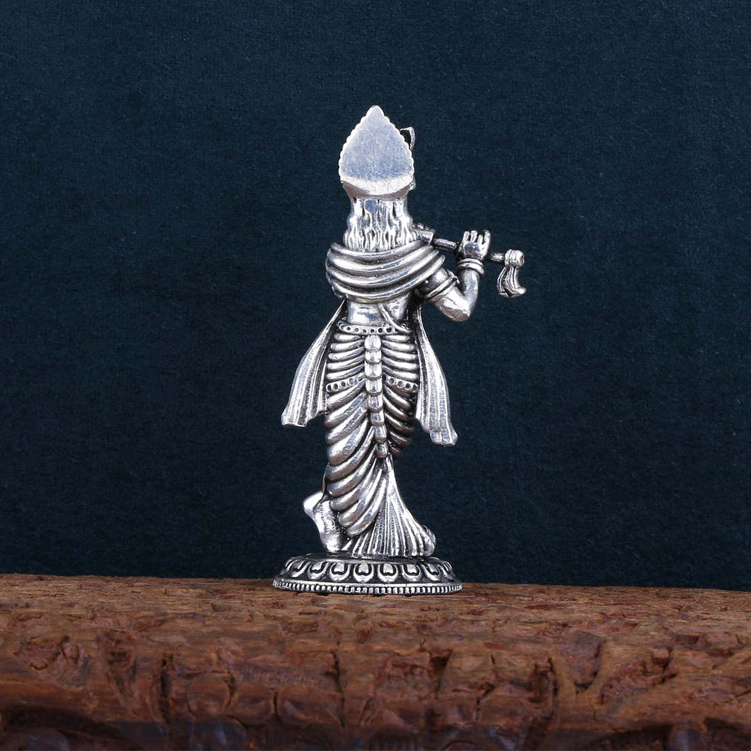 Pure 92.5 silver Shri Krishna Standing Solid Idol  | SHOBITAM