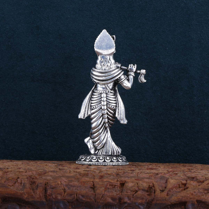Pure 92.5 silver Shri Krishna Standing Solid Idol  | SHOBITAM