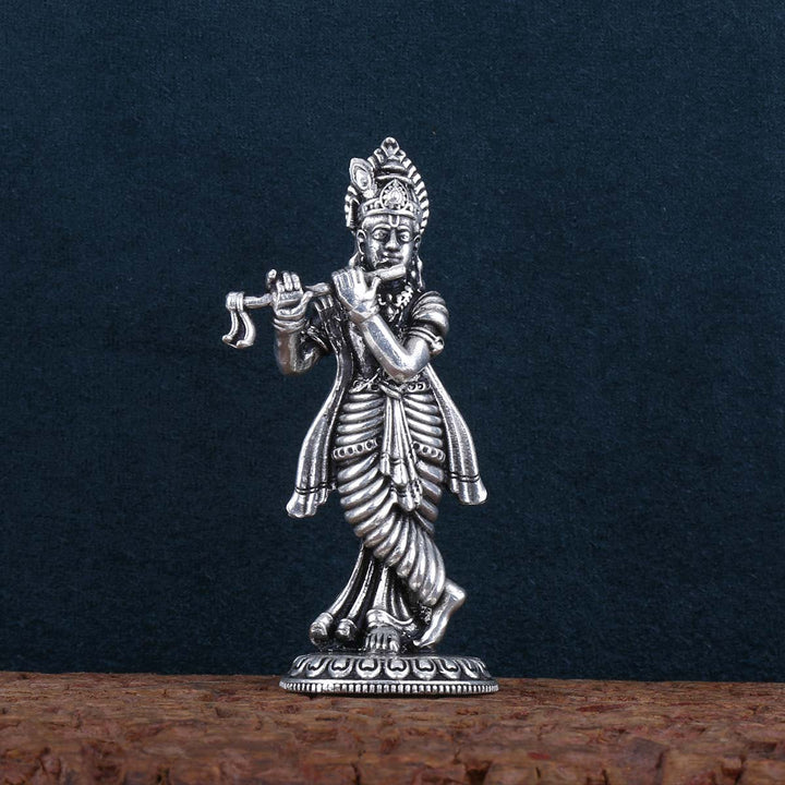 Pure 92.5 silver Shri Krishna Standing Solid Idol  | SHOBITAM