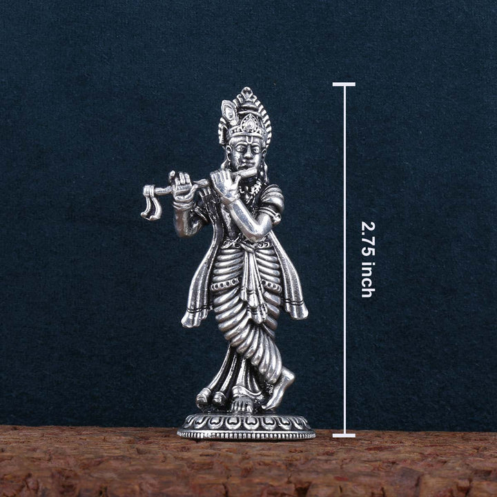 Pure 92.5 silver Shri Krishna Standing Solid Idol  | SHOBITAM