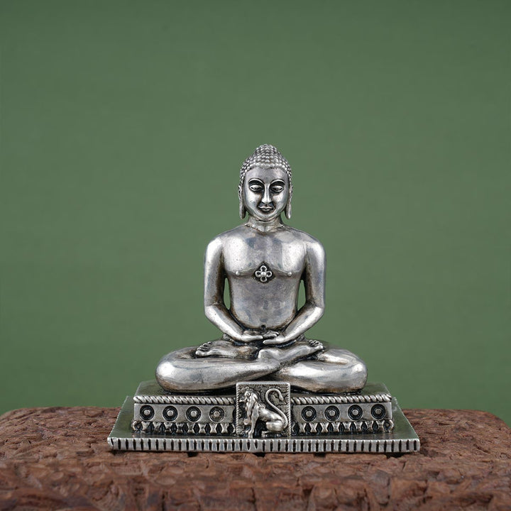 Pure 92.5 silver Mahaveer Swami 3D Idol  | SHOBITAM