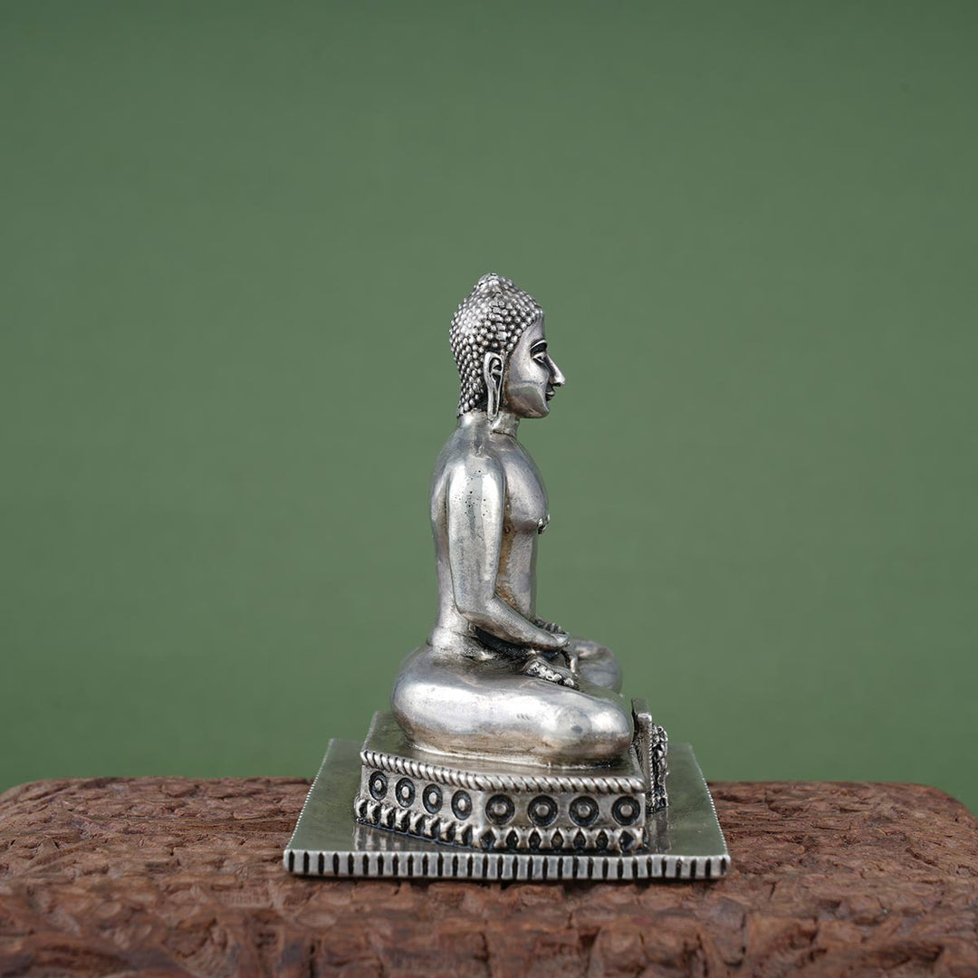 Pure 92.5 silver Mahaveer Swami 3D Idol  | SHOBITAM