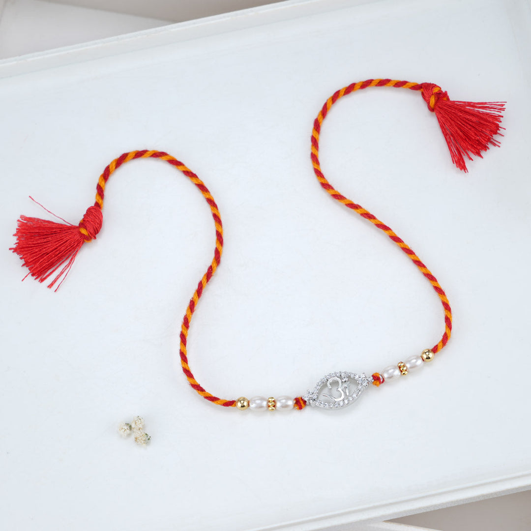 Pure 92.5 Silver Om Silver Rakhi | SHOBITAM