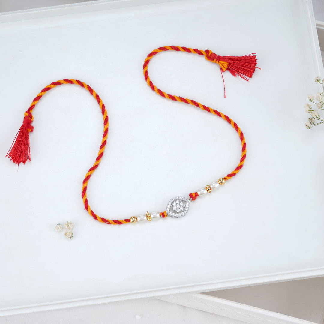 Pure 92.5 Silver Floral Silver Rakhi | SHOBITAM